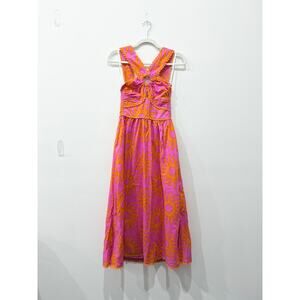 NWT J Marie Floal Print Sleeveless Scalloped Hem Halter Neck Maxi Dress Pink XS